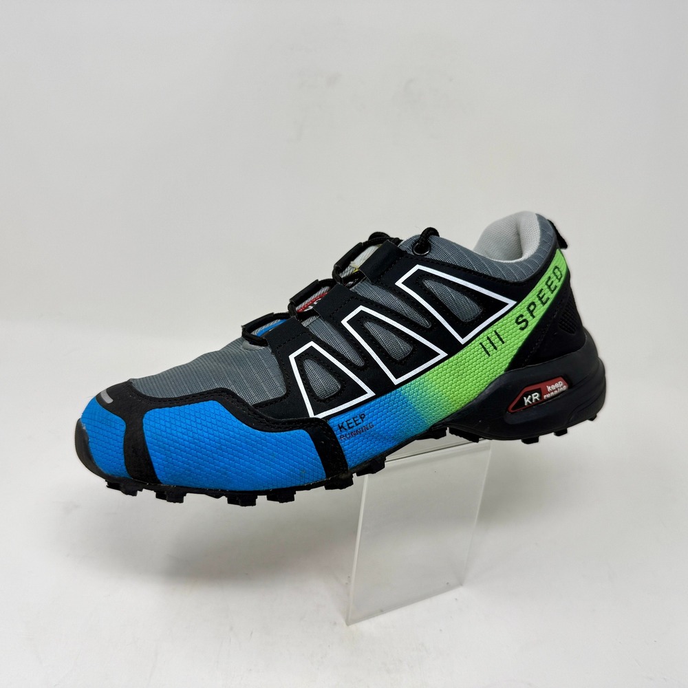 Keep Running Speed III Men's Sz 8 Trail Running Shoes Blue Grey Green Sneakers